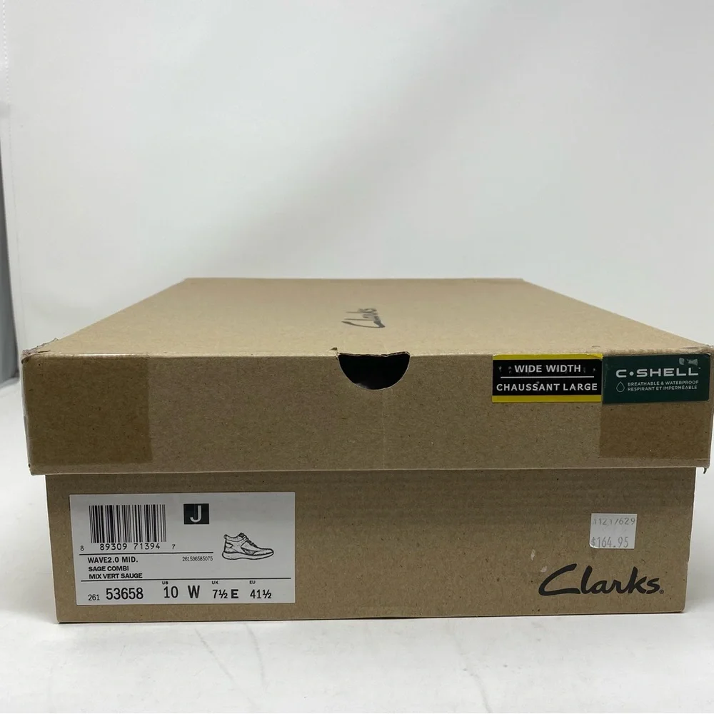 Clarks Wave 2.0 Mid Boots Sage Leather Women’s 10W New Waterproof Comfort